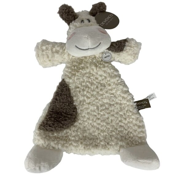 Demdaco  Moozer Cow Lovey Security Blanket Rattle Plush Brown Cream - Picture 1 of 5